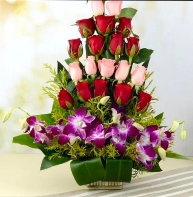 Charming  Roses & Orchids Basket